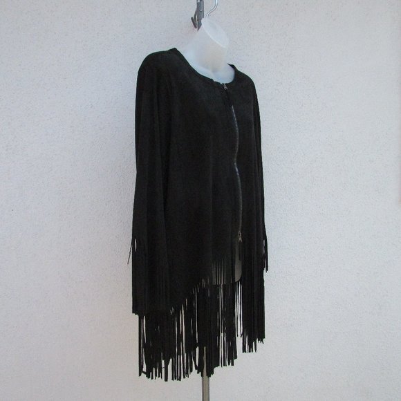 Democracy black faux suede fringe jacket 1X - Picture 6 of 8